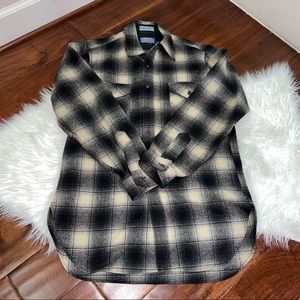 Pendleton Black and Cream Plaid Casual Button Down Shirt